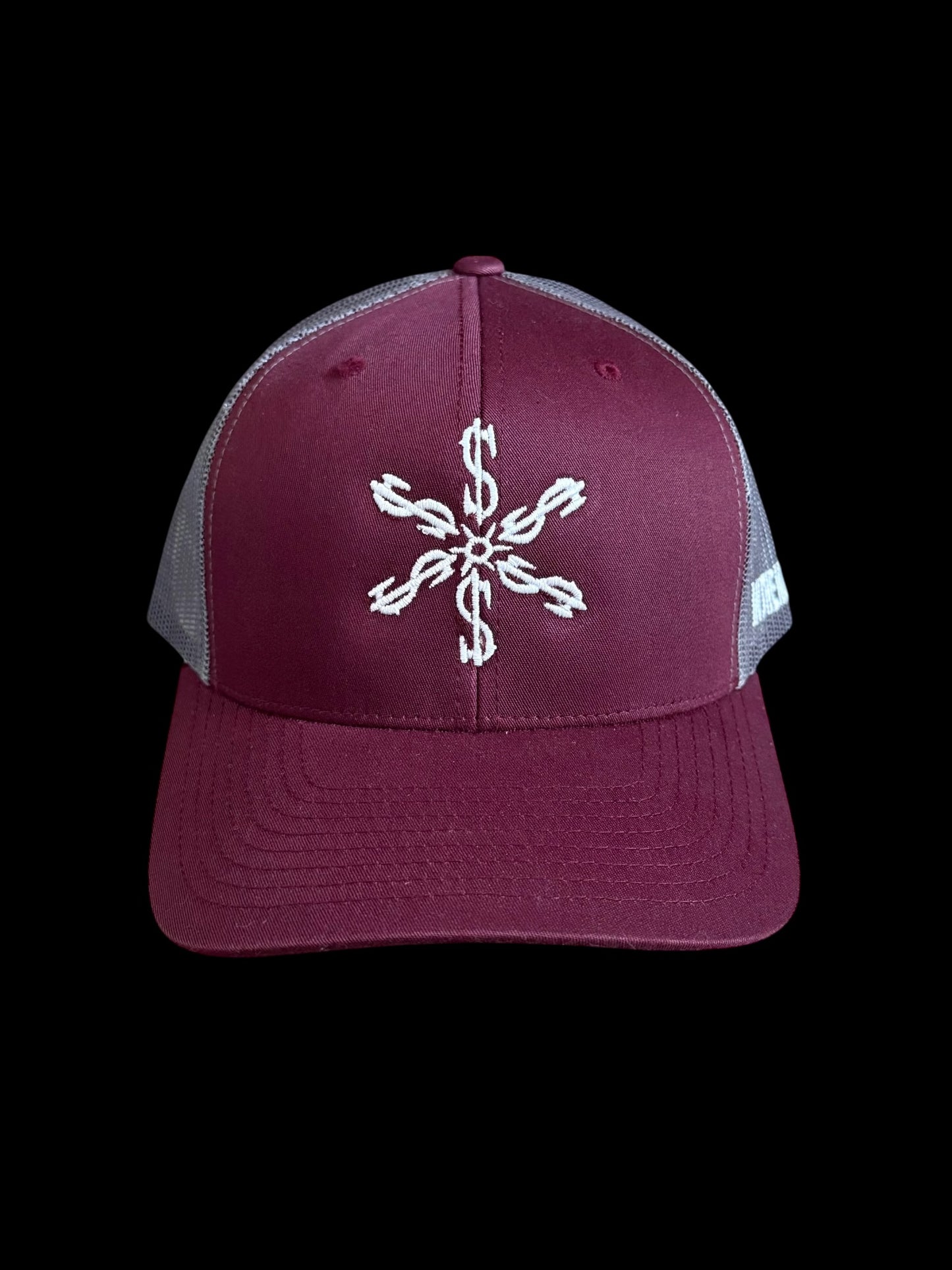 Burgundy & Silver Money Rowel Snapback Hat