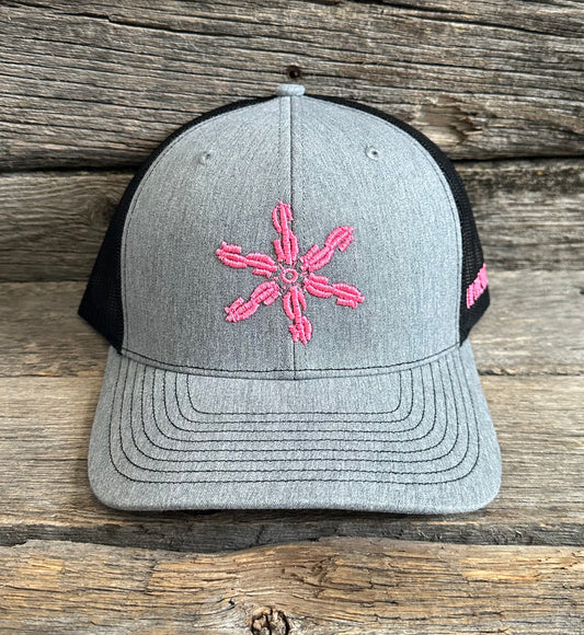 Grey & Pink Money Rowel Snapback Hat