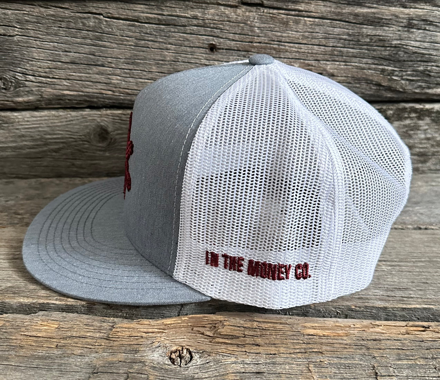 Grey & Burgundy Money Rowel Snapback Hat