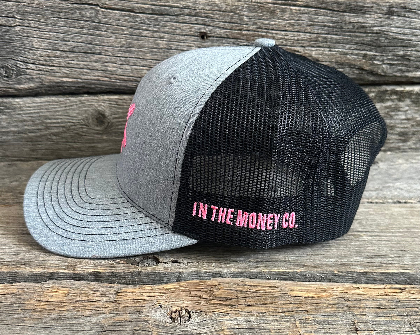 Grey & Pink Money Rowel Snapback Hat