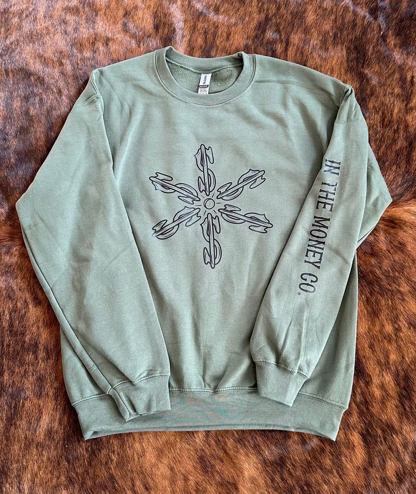 Olive Money Rowel Crewneck