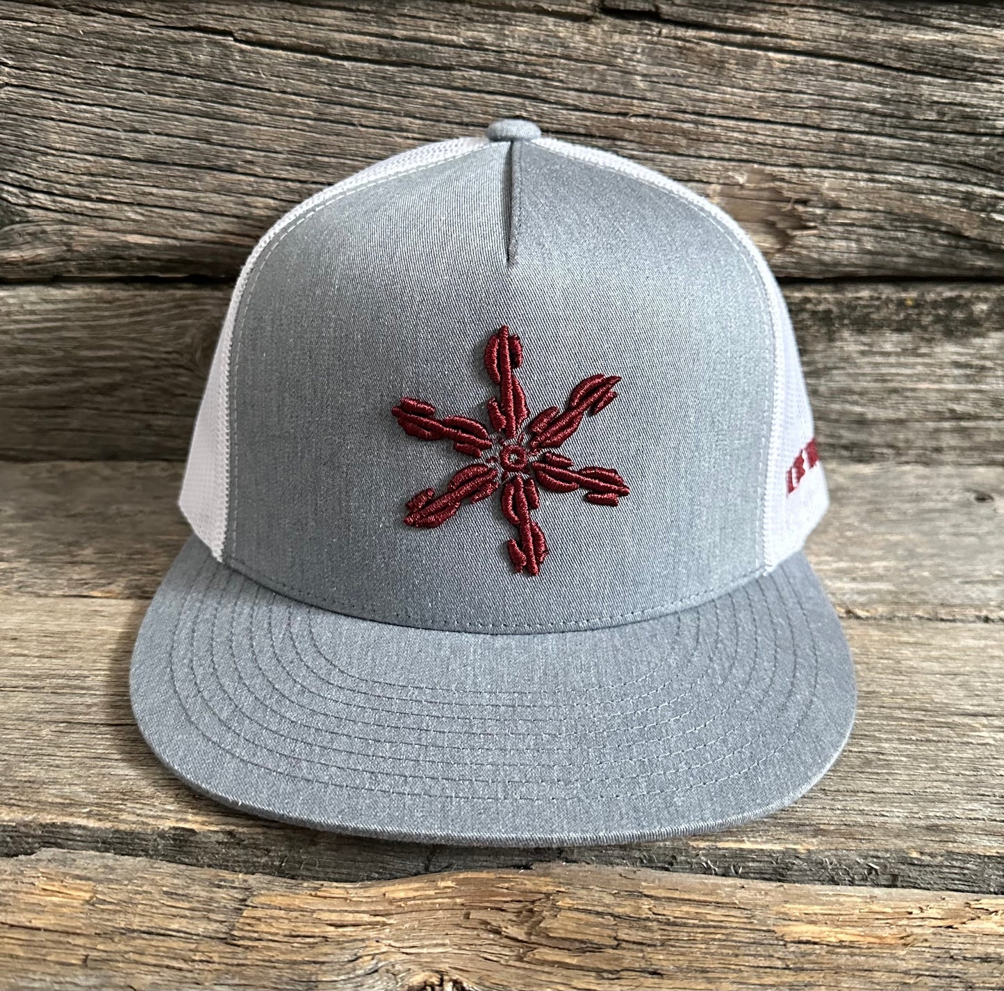 Grey & Burgundy Money Rowel Snapback Hat