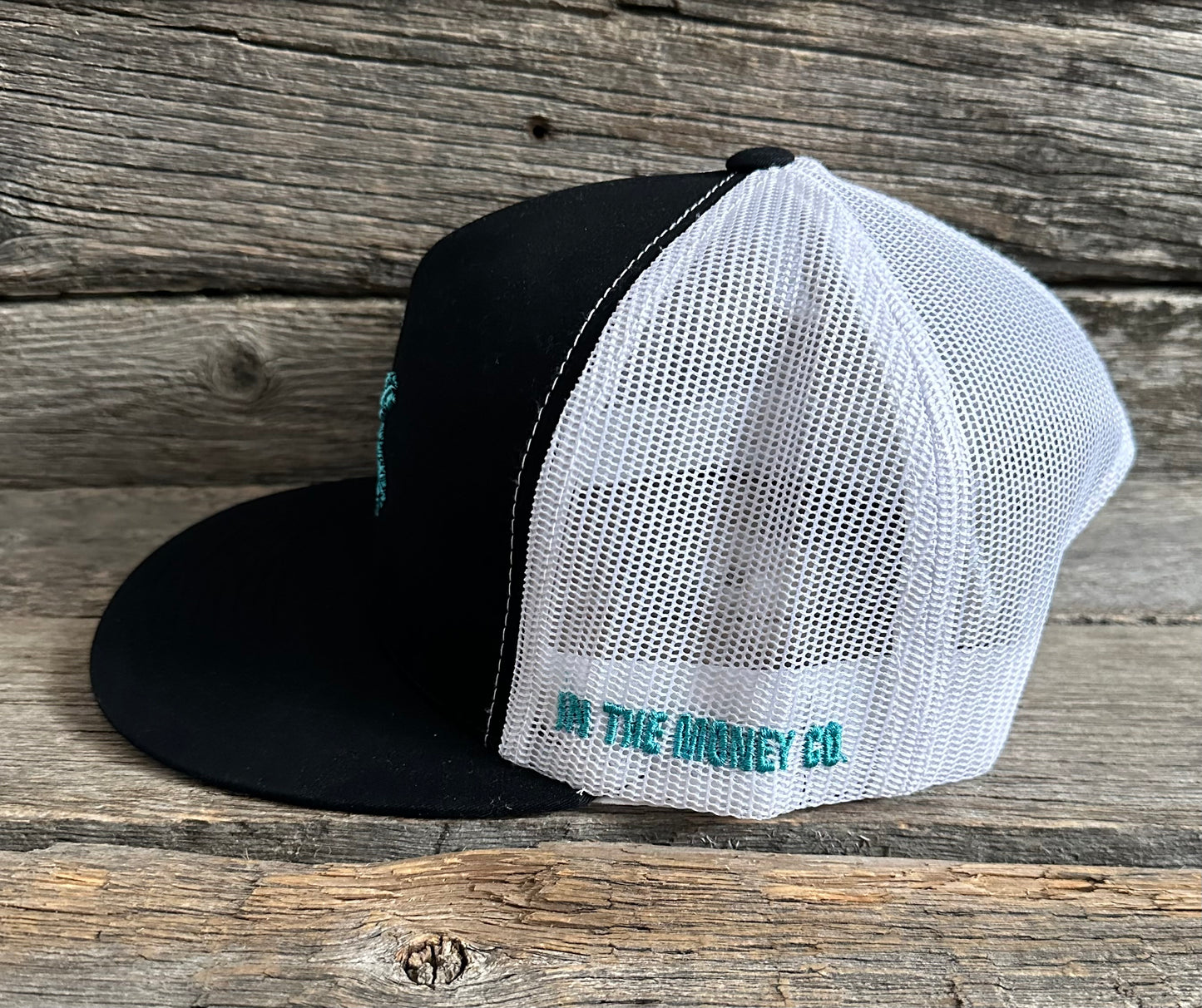 Black & Turquoise Money Rowel Snapback Hat