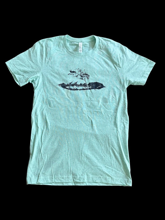 Heather Mint Cowgirl Feather Bronc T-Shirt