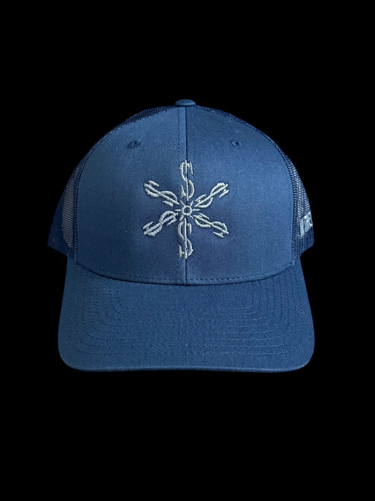Navy & Silver Money Rowel Snapback Hat